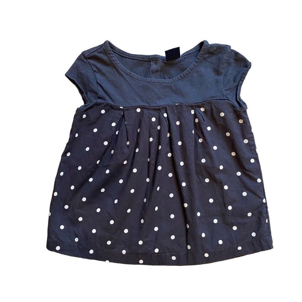 Baby Gap Navy Polka Dot Flowy Short Sleeve Blouse Size 3T